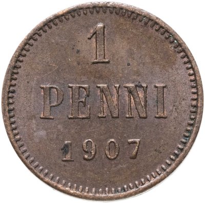 купить 1 пенни (penny) 1907, монета для Финляндии