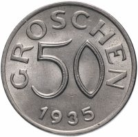 Купить Австрия 50 грошей (groschen) 1935