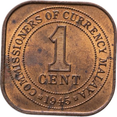 купить Малайя 1 цент (cent) 1945 с портретом Короля Георга 6