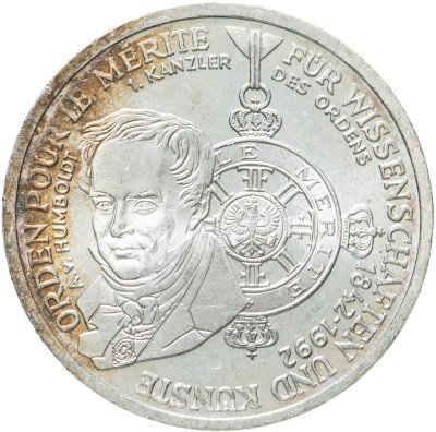 купить Германия 10 марок 1992 "150 лет ордену Pour-le-Merite за заслуги в науке и искусстве"