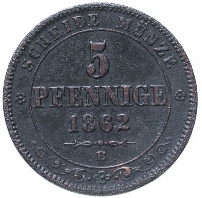 купить Германия (Саксония) 5 пфеннигов 1862 В