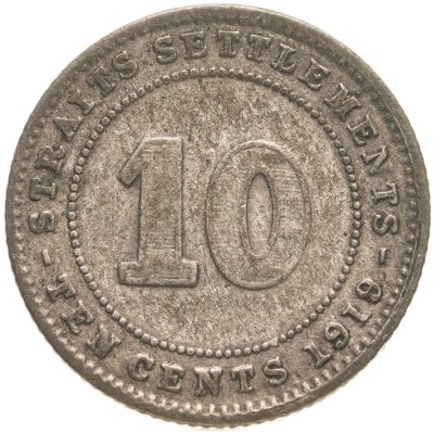 купить Стрейтс Сетлментс 10 центов (cents) 1919