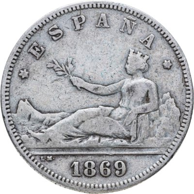 купить Испания 2 песеты (pesetas) 1869