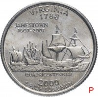 купить США 1/4 доллара (квотер, 25 центов) 2000 P "Штат Вирджиния"