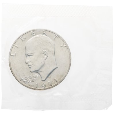купить США 1 доллар 1971 S доллар Эйзенхауэра (Лунный доллар) серебро, знак монетного двора "S" - Сан-Франциско в банковской запайке