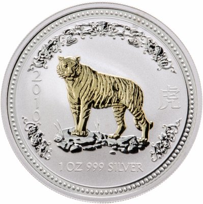 купить Австралия 1 доллар 2010 UNC «Восточный лунный календарь. Год Тигра. С позолотой»