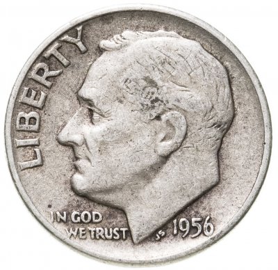 купить США 10 центов (дайм, one dime) 1956 D