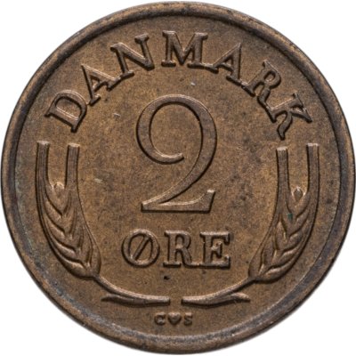 купить Дания 2 эре (ore) 1965 Бронза /коричневый цвет/