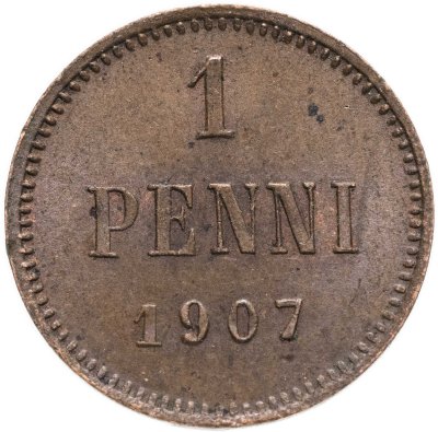 купить 1 пенни (penny) 1907, монета для Финляндии