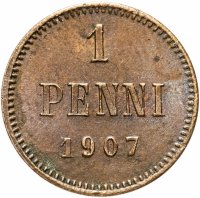 Купить 1 пенни (penni) 1907, монета для Финляндии