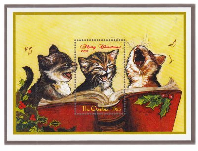 купить Гамбия 25 даласи 1998 "Котята. С Рождеством!", почтовый блок