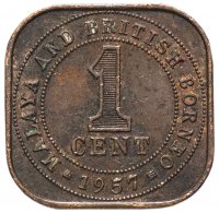 Купить Малайя и Британское Борнео 1 цент (cent) 1957