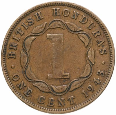 купить Британский Гондурас 1 цент (cent) 1943