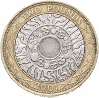 Купить Великобритания 2 фунта (pounds) 2001