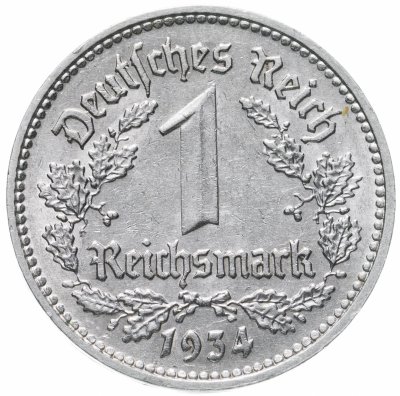 купить Третий рейх 1 рейхсмарка (reichsmark) 1934 D