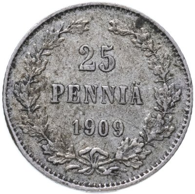 купить 25 пенни 1909 L, монета для Финляндии
