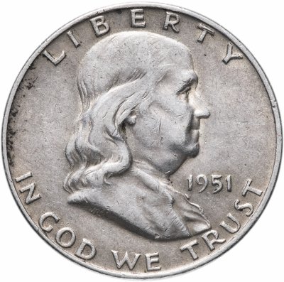 купить США 50 центов (1/2 доллара, half dollar) 1951 D Franklin Half Dollar