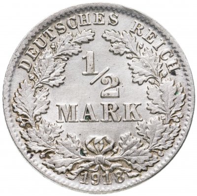 купить Германия 1/2 марки (mark) 1918 D знак монетного двора: "D" - Мюнхен