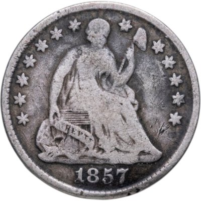 купить США 5 центов (1/2 дайма, half dime) 1857 Seated Liberty Half Dime Без отметки монетного двора