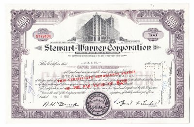 купить Акция США Stewart- Warner Corporation 1960-1968 гг.