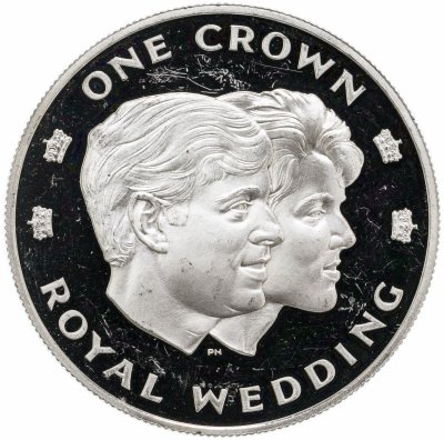 купить Тёркс и Кайкос 1 крона (crown) 1986 Свадьба Принца Эндрю и Сары Маргарет Фергюсон
