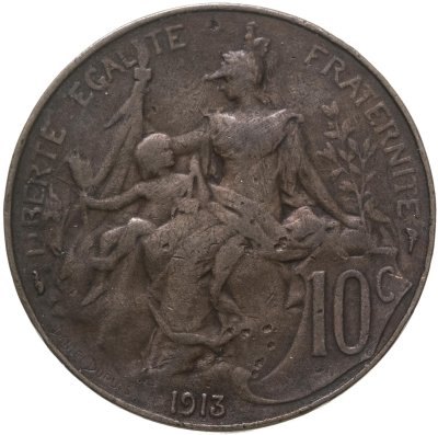 купить Франция 10 сантимов (centimes) 1913