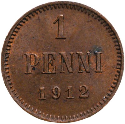 купить 1 пенни (pennу) 1912 монета для Финляндии