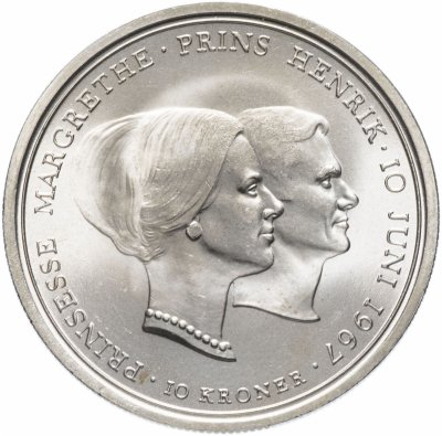 купить Дания 10 крон (kroner) 1967 "Свадьба принцессы Маргрете"