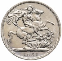 Купить Великобритания 5 шиллингов 1951 "100-летие Всемирной выставки 1851 года"