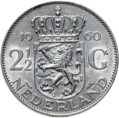 купить Нидерланды 2 1/2 гульдена (gulden) 1960