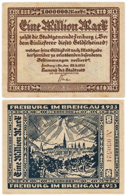 купить Германия Freiburg ( Baden ) 1000000 (1 млн) марок 1923 год