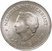 купить Нидерланды 10 гульденов (gulden) 1970 25 лет освобождения Нидерландов от фашистских захватчиков