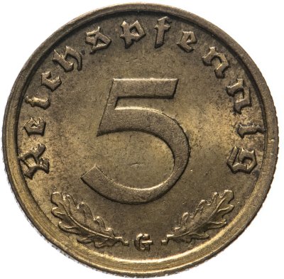 купить Германия (Третий рейх) 5 рейхспфеннигов (reichspfennig) "G" 1938