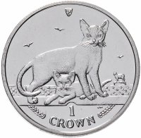 Купить Остров Мэн 1 крона (crown) 2010 "Абиссинская кошка"
