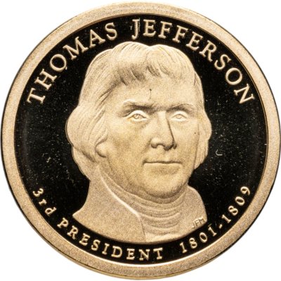 купить США 1 доллар (dollar) 2007 S Proof "Томас Джефферсон (3-й президент США)" знак монетного двора "S" - Сан-Франциско