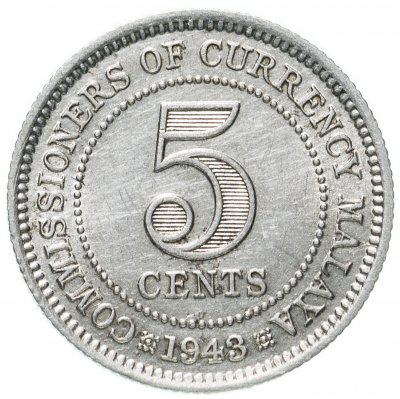 купить Малайя 5 центов (cents) 1943