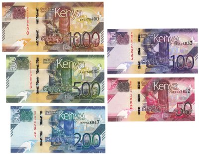 купить Кения - набор 50, 100, 200, 500, 1000 шиллингов 2019 год