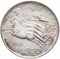 купить Италия 500 лир 1961 "100 лет со дня объединения Италии"