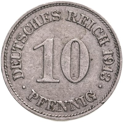 купить Германия 10 пфеннигов (pfennig) 1913 "E"