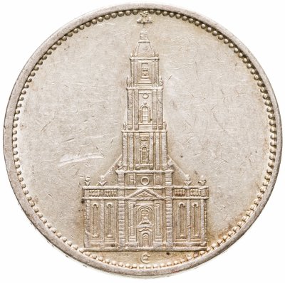 купить Третий рейх 5 рейхсмарок (reichsmark) 1934 Гарнизонная церковь в Потсдаме, без даты на реверсе