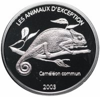 Купить Демократическая Республика Конго 10 франков 2003 "Хамелеон" в капсуле
