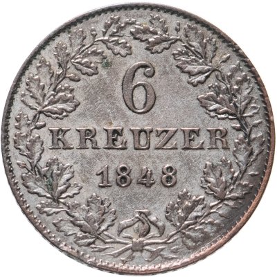 купить Германия, Вольный город Франкфурт 6 крейцеров 1848