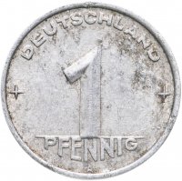 купить Германия (ГДР) 1 пфенниг (pfennig) 1952 A, знак монетного двора: "A" - Берлин