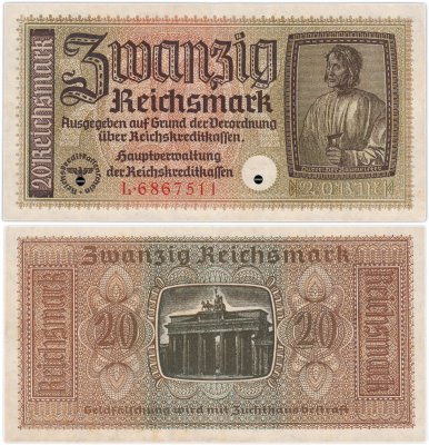 купить Германия 20 рейхсмарок 1940-1945 Немецкие оккупационные территории