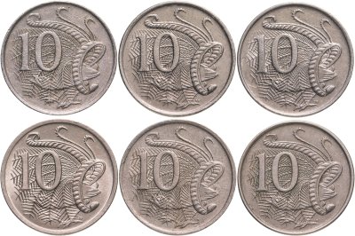 купить Австралия набор из 6 монет 10 центов (cents) 1967-1981