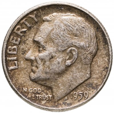 купить США 10 центов (дайм, one dime) 1959 без знака монетного двора