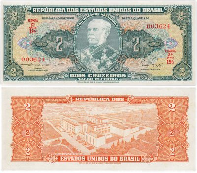 купить Бразилия 2 крузейро 1955 года (Pick 157)