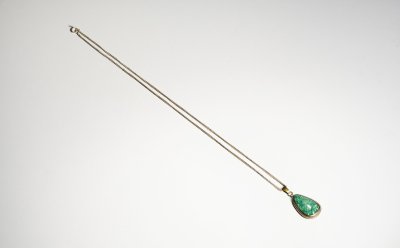 купить Кулон (подвеска) со вставкой на цепочке, мельхиор, амазонит, СССР, 1970-1990 гг.