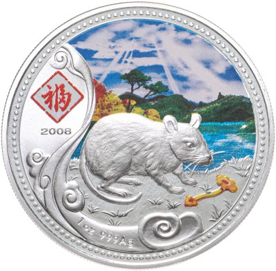 купить Ниуэ 1 доллар 2008 "Китайский гороскоп - год крысы, крыса у реки"