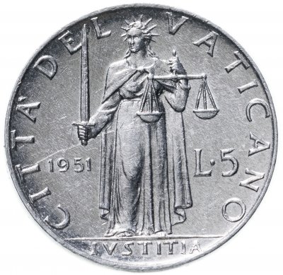 купить Ватикан 5 лир (lire) 1951